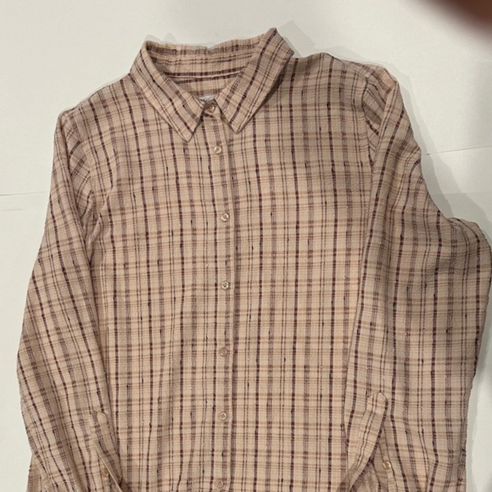 Calvin Klein Plaid‎ Button-up Women's  Over-sized Collard Shirt - Size L - Picture 5 of 12